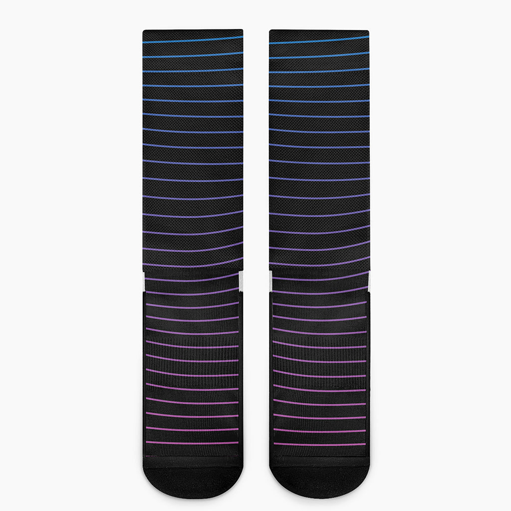 Blue And Purple EDM Wave Print Crew Socks