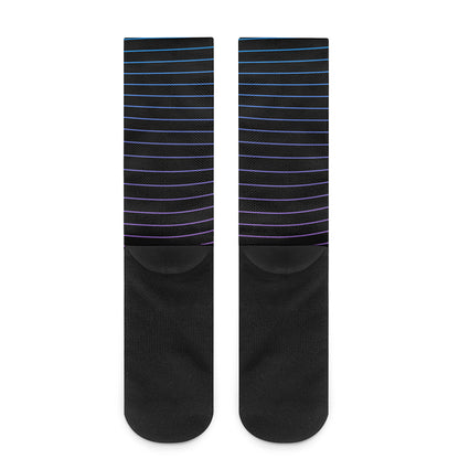 Blue And Purple EDM Wave Print Crew Socks