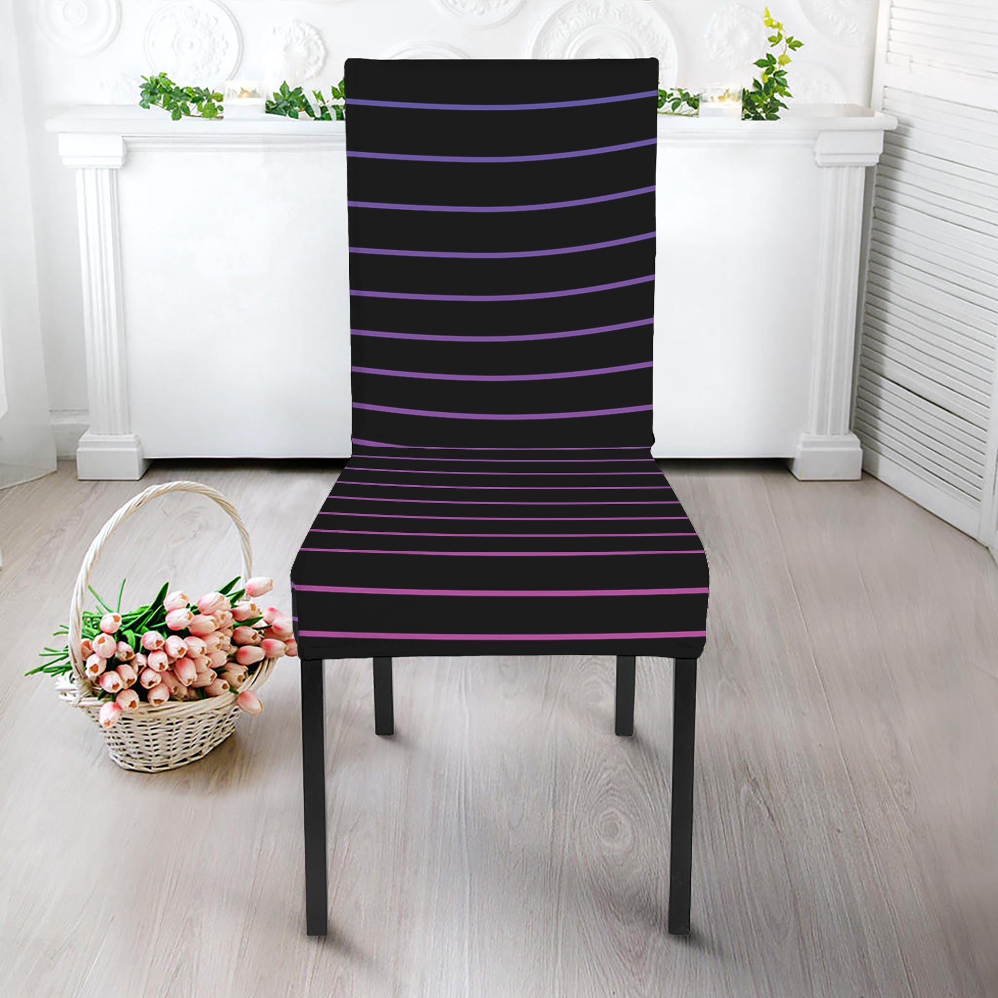 Blue And Purple EDM Wave Print Dining Chair Slipcover