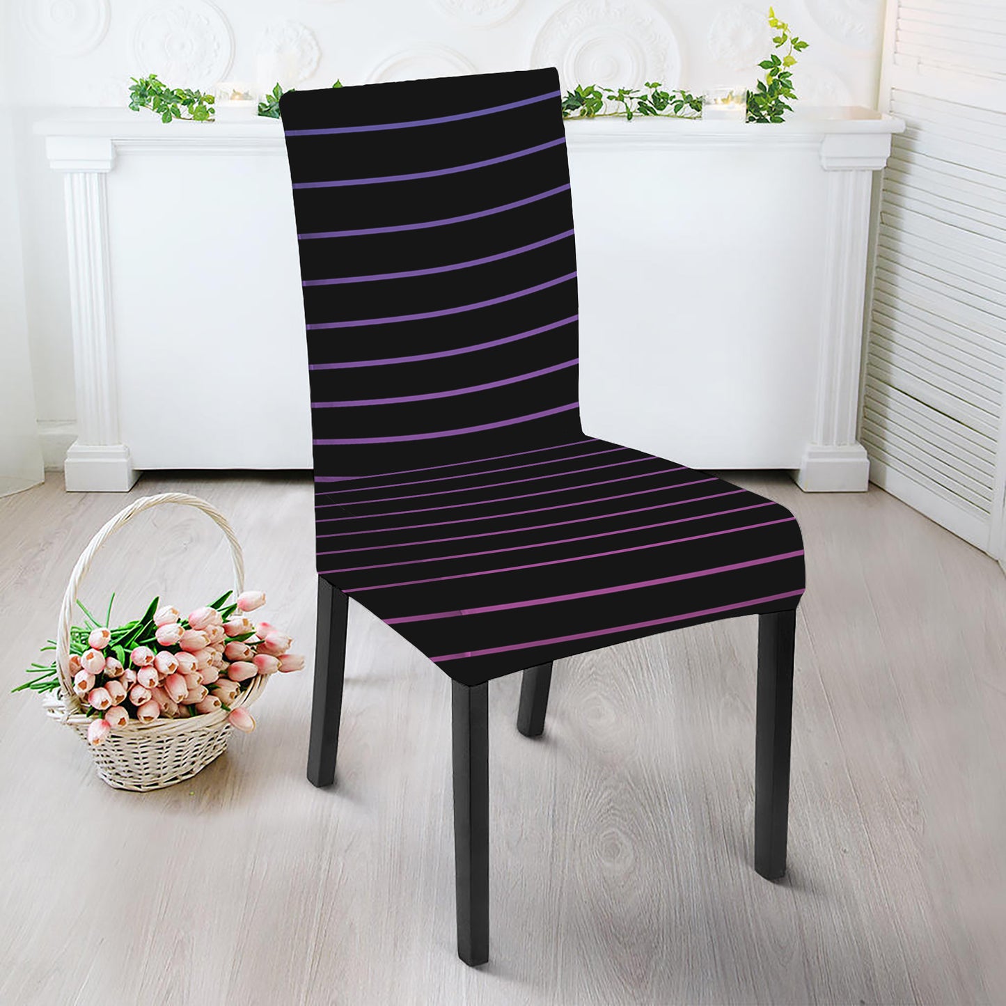 Blue And Purple EDM Wave Print Dining Chair Slipcover