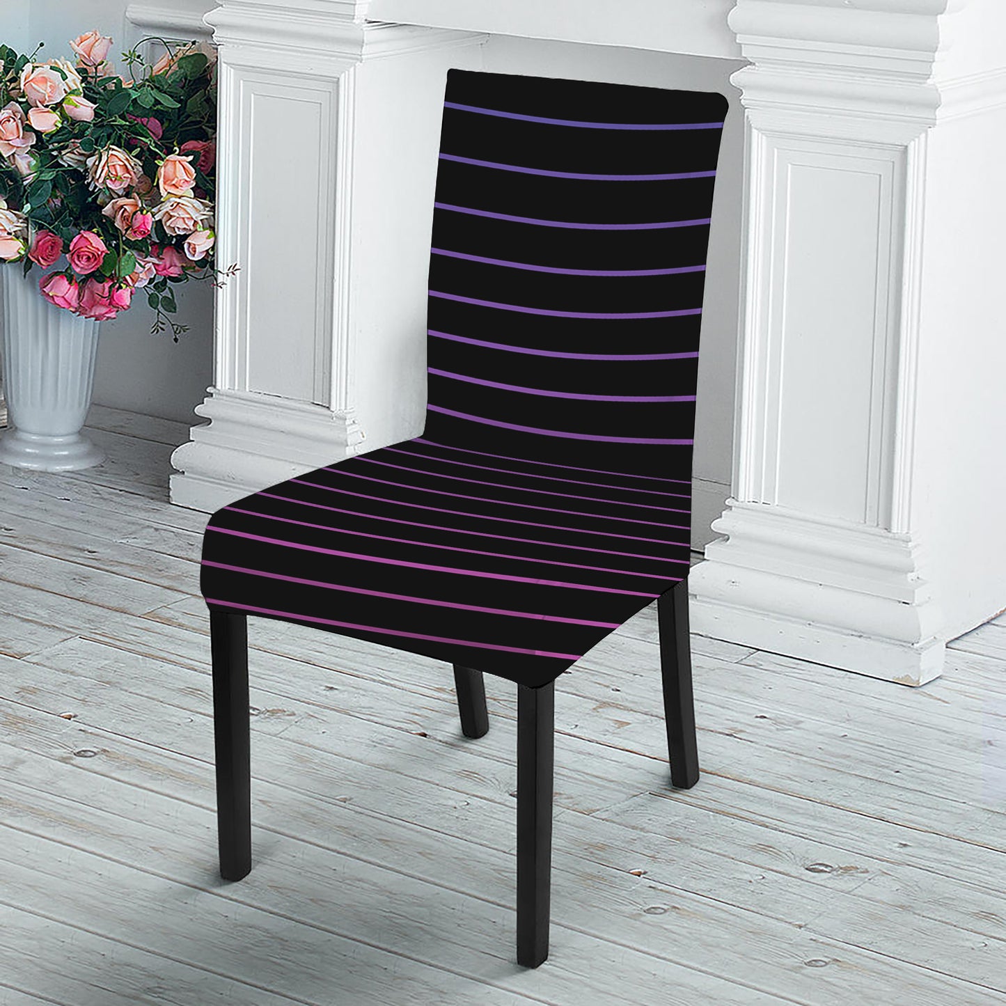 Blue And Purple EDM Wave Print Dining Chair Slipcover