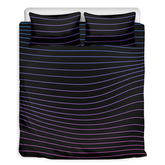Blue And Purple EDM Wave Print Duvet Cover Bedding Set