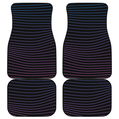 Blue And Purple EDM Wave Print Front and Back Car Floor Mats