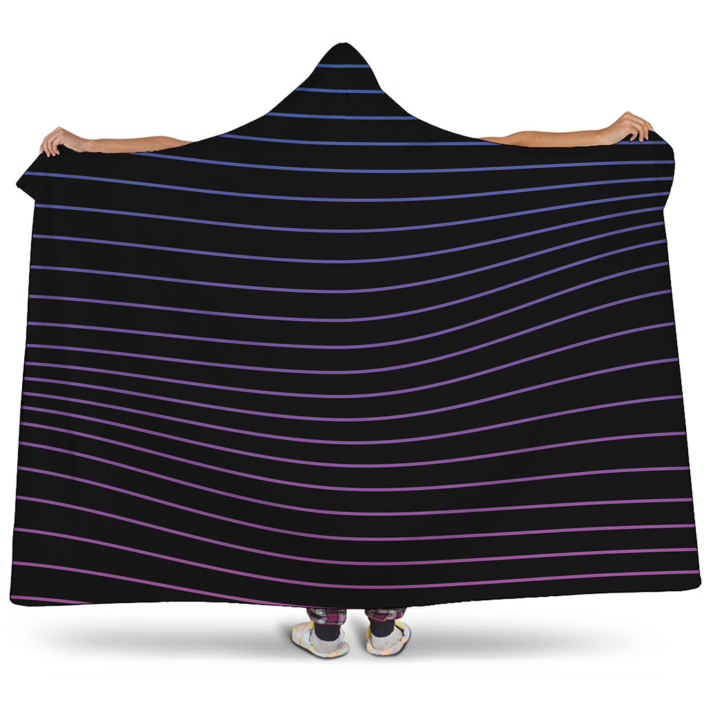 Blue And Purple EDM Wave Print Hooded Blanket