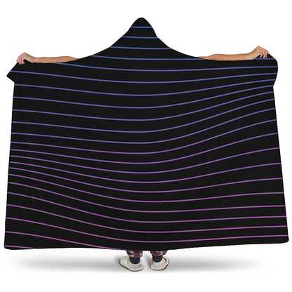 Blue And Purple EDM Wave Print Hooded Blanket