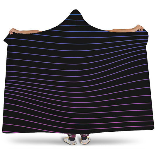 Blue And Purple EDM Wave Print Hooded Blanket