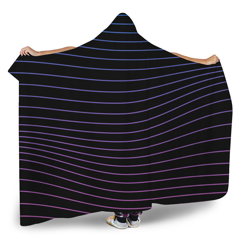 Blue And Purple EDM Wave Print Hooded Blanket