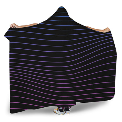 Blue And Purple EDM Wave Print Hooded Blanket