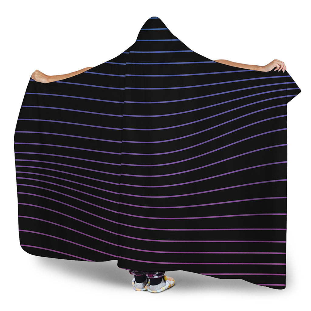 Blue And Purple EDM Wave Print Hooded Blanket