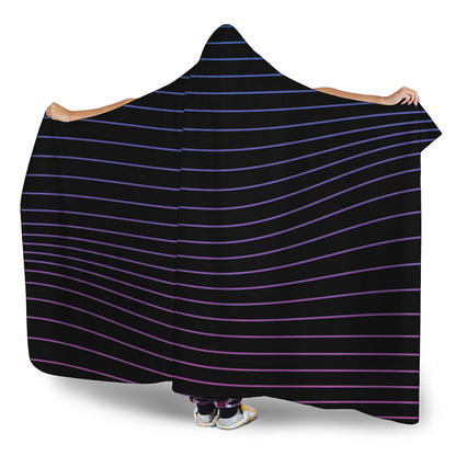 Blue And Purple EDM Wave Print Hooded Blanket