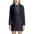 Blue And Purple EDM Wave Print Pullover Hoodie Dress