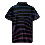 Blue And Purple EDM Wave Print Men's Short Sleeve Shirt