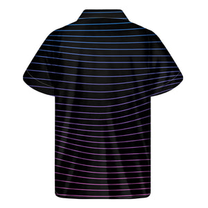 Blue And Purple EDM Wave Print Men's Short Sleeve Shirt