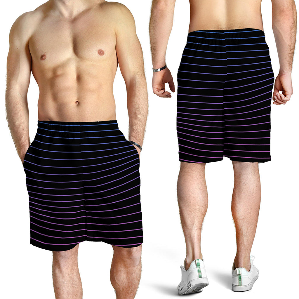 Blue And Purple EDM Wave Print Men's Shorts