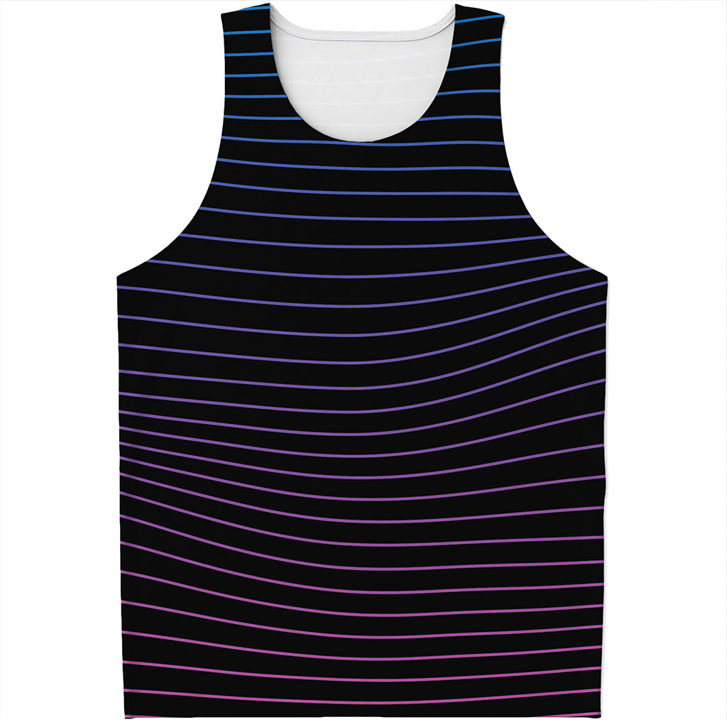 Blue And Purple EDM Wave Print Men's Tank Top