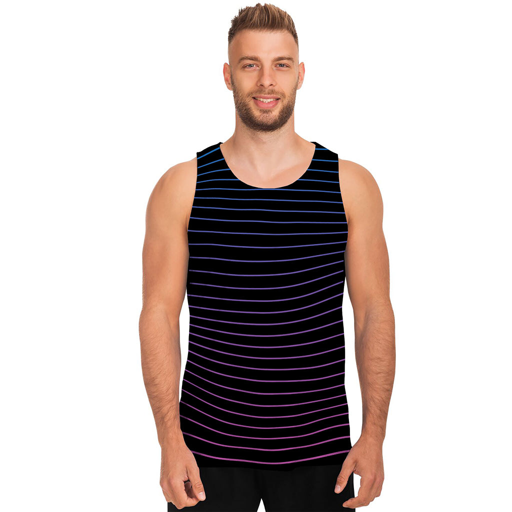 Blue And Purple EDM Wave Print Men's Tank Top