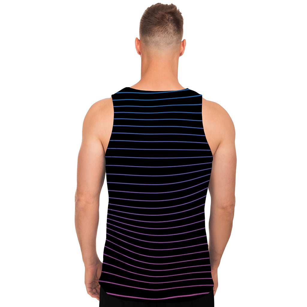 Blue And Purple EDM Wave Print Men's Tank Top