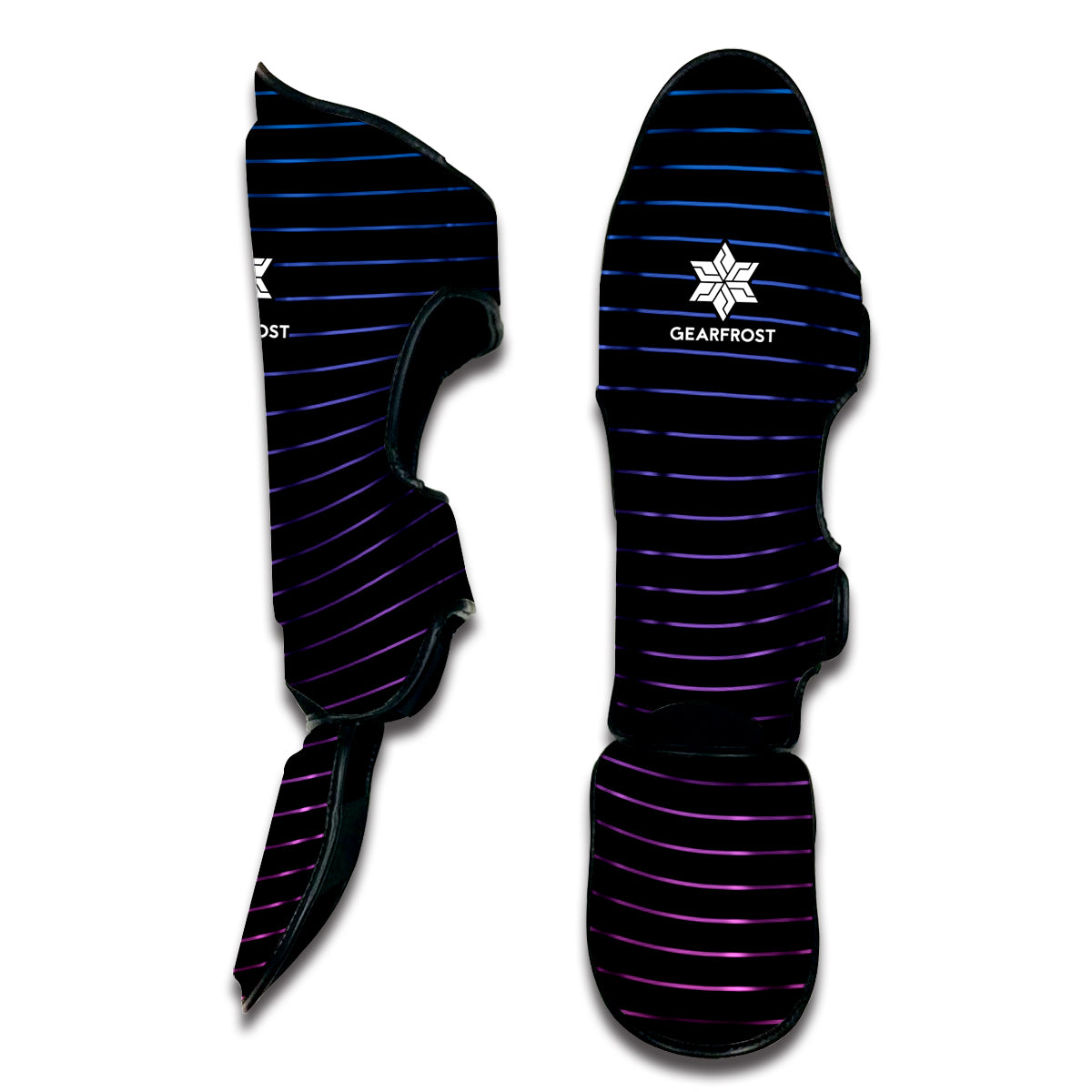 Blue And Purple EDM Wave Print Muay Thai Shin Guard