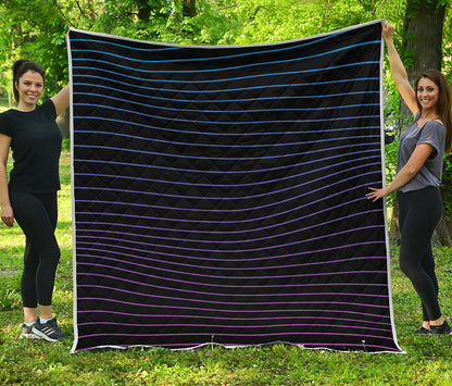 Blue And Purple EDM Wave Print Quilt