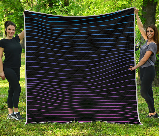 Blue And Purple EDM Wave Print Quilt