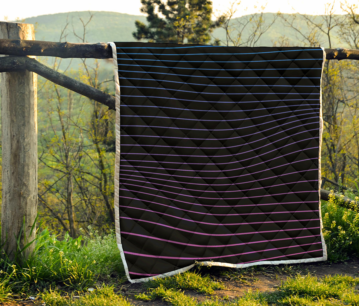 Blue And Purple EDM Wave Print Quilt