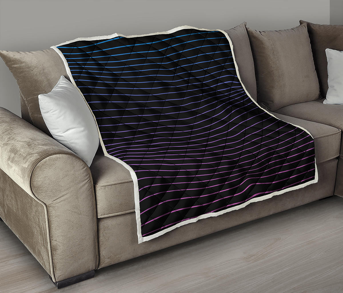 Blue And Purple EDM Wave Print Quilt