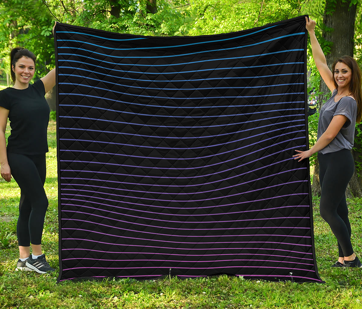Blue And Purple EDM Wave Print Quilt