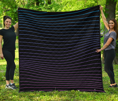 Blue And Purple EDM Wave Print Quilt