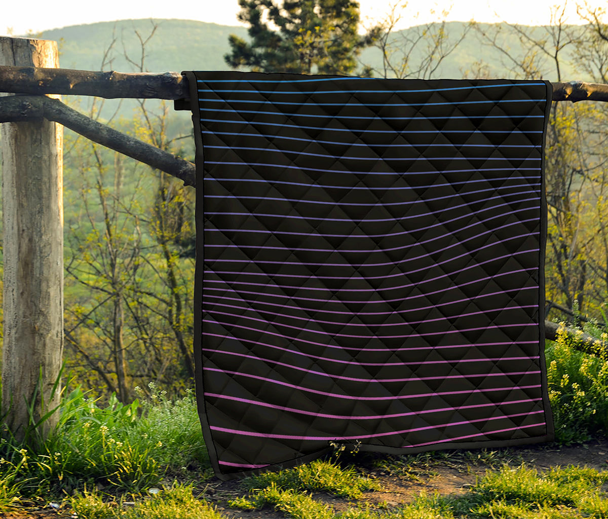 Blue And Purple EDM Wave Print Quilt