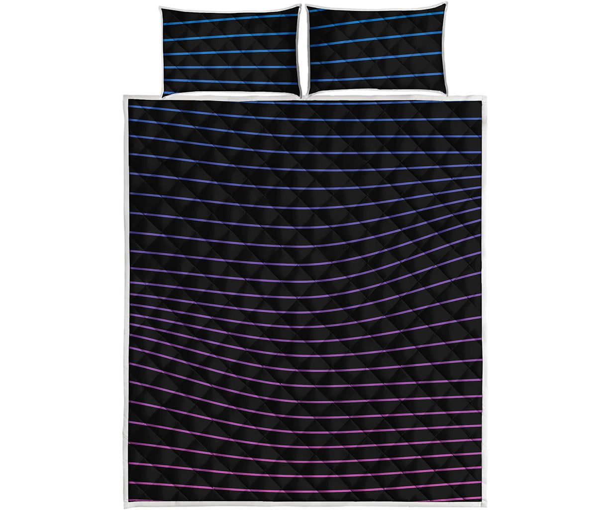 Blue And Purple EDM Wave Print Quilt Bed Set