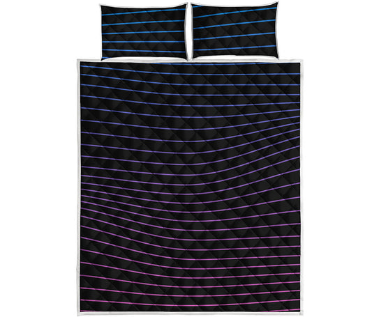 Blue And Purple EDM Wave Print Quilt Bed Set
