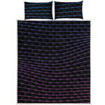 Blue And Purple EDM Wave Print Quilt Bed Set