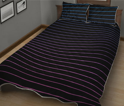 Blue And Purple EDM Wave Print Quilt Bed Set