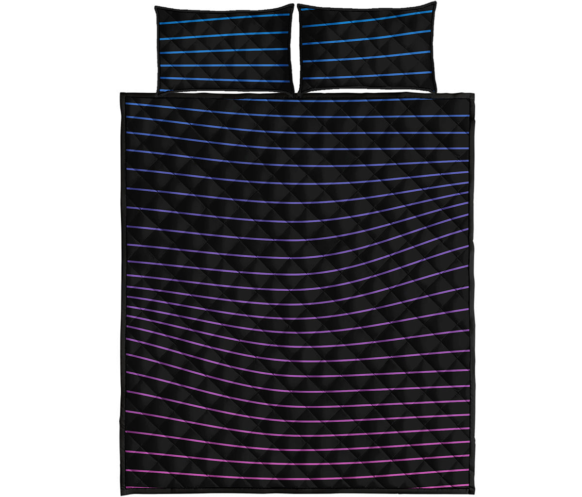 Blue And Purple EDM Wave Print Quilt Bed Set