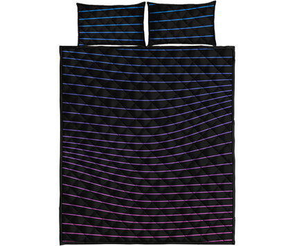 Blue And Purple EDM Wave Print Quilt Bed Set