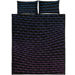 Blue And Purple EDM Wave Print Quilt Bed Set