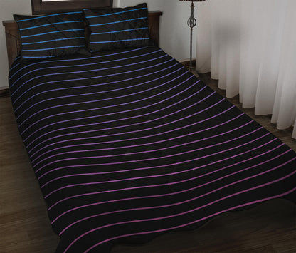Blue And Purple EDM Wave Print Quilt Bed Set