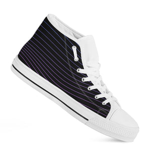 Blue And Purple EDM Wave Print White High Top Shoes