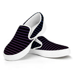 Blue And Purple EDM Wave Print White Slip On Shoes