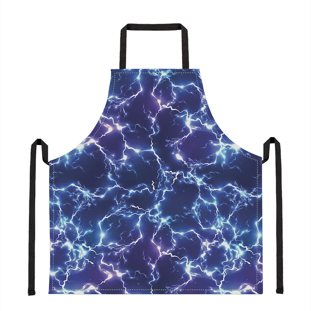 Blue And Purple Lightning Print Apron