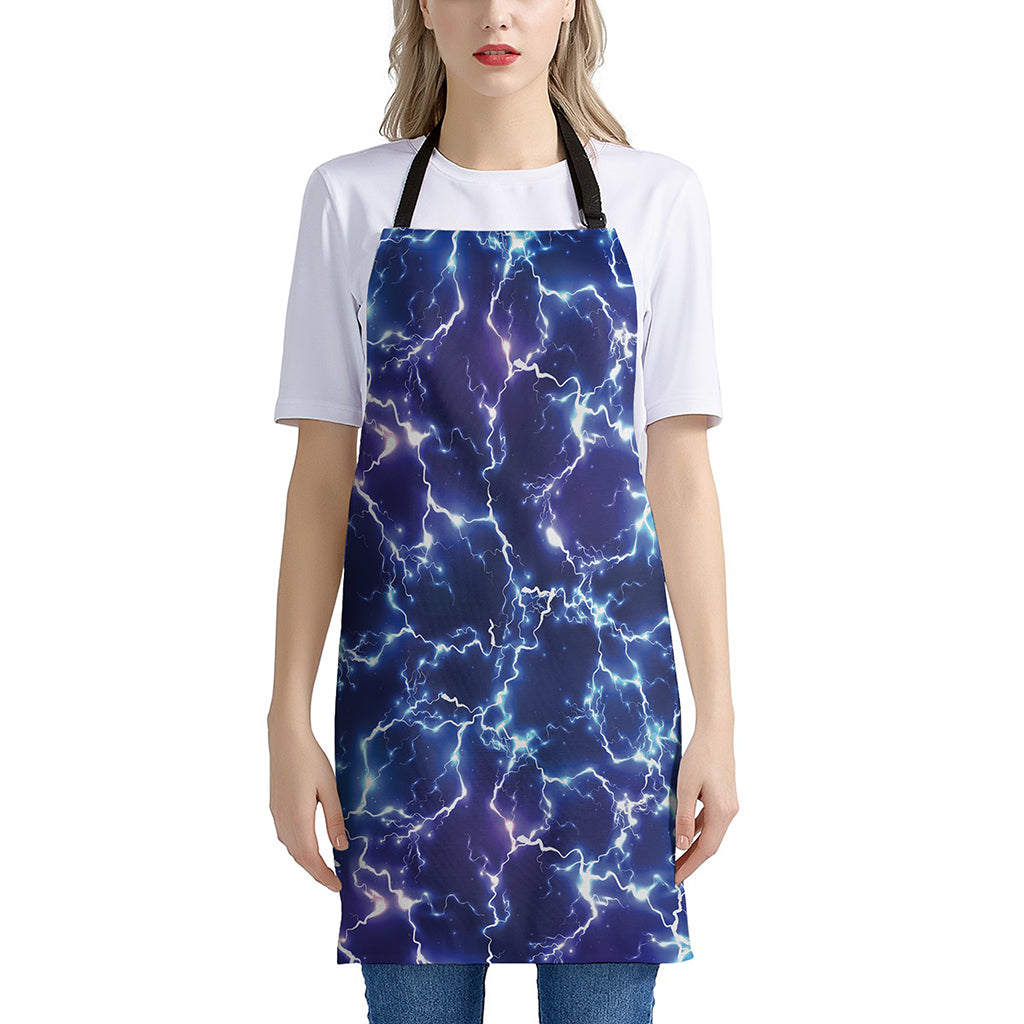 Blue And Purple Lightning Print Apron