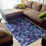 Blue And Purple Lightning Print Area Rug