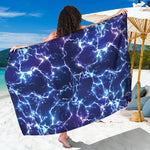 Blue And Purple Lightning Print Beach Sarong Wrap
