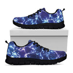 Blue And Purple Lightning Print Black Sneakers