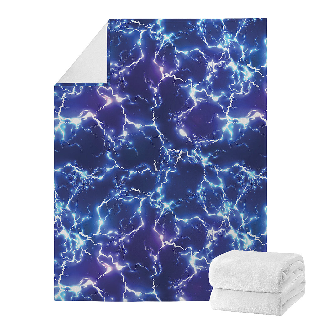Blue And Purple Lightning Print Blanket