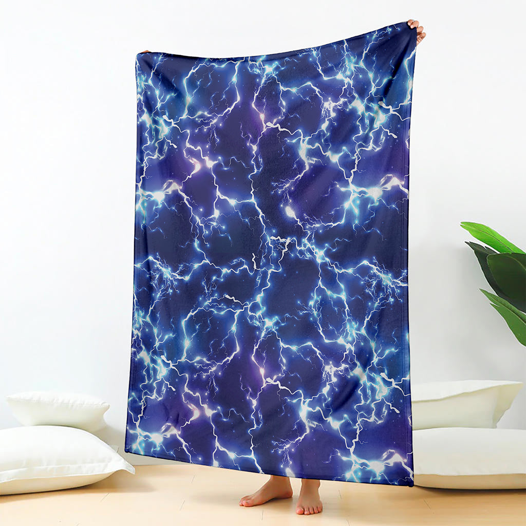 Blue And Purple Lightning Print Blanket