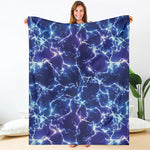 Blue And Purple Lightning Print Blanket