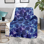 Blue And Purple Lightning Print Blanket