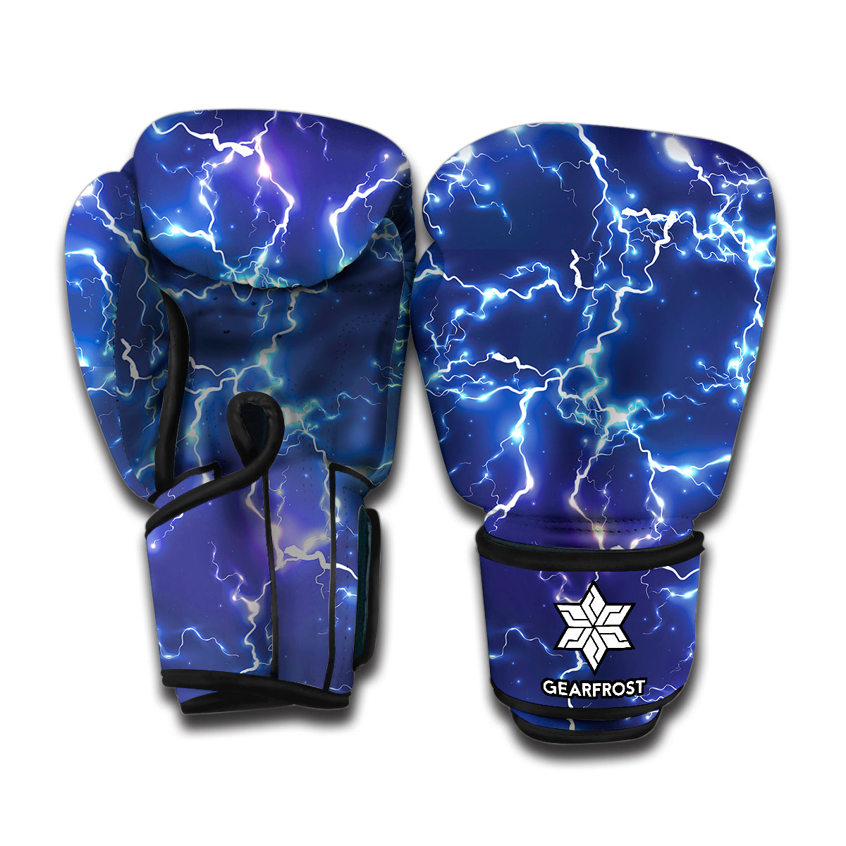 Blue And Purple Lightning Print Boxing Gloves