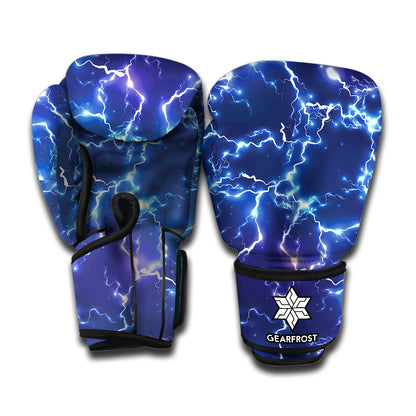 Blue And Purple Lightning Print Boxing Gloves